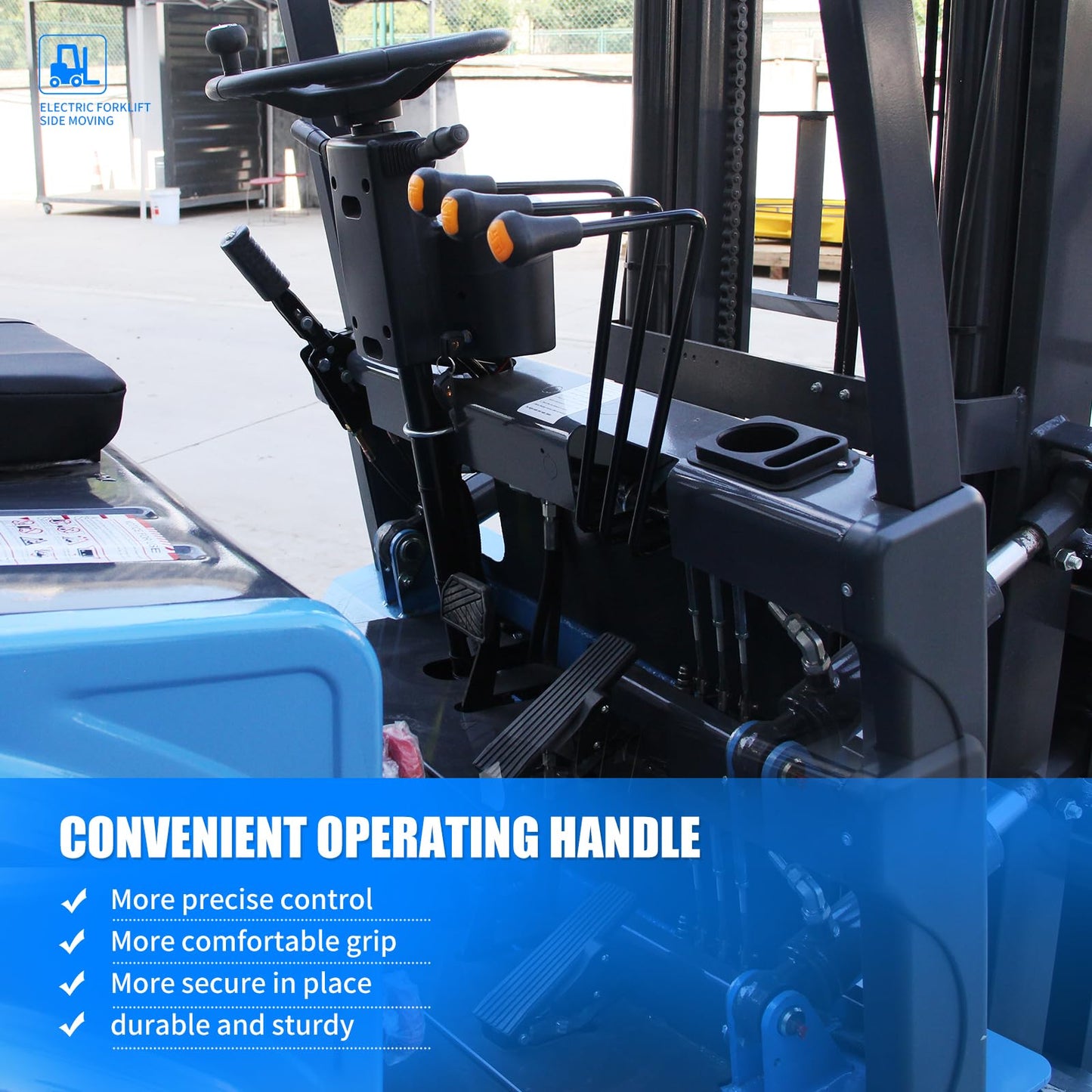2.5 Ton Electric Forklift Pallet Stacker, Compact Forklift Capacity Heavy Duty Industrial Material Handler for Warehouse Factory Logistics Lead Acid Battery Powered, Moved Sideways (Blue)
