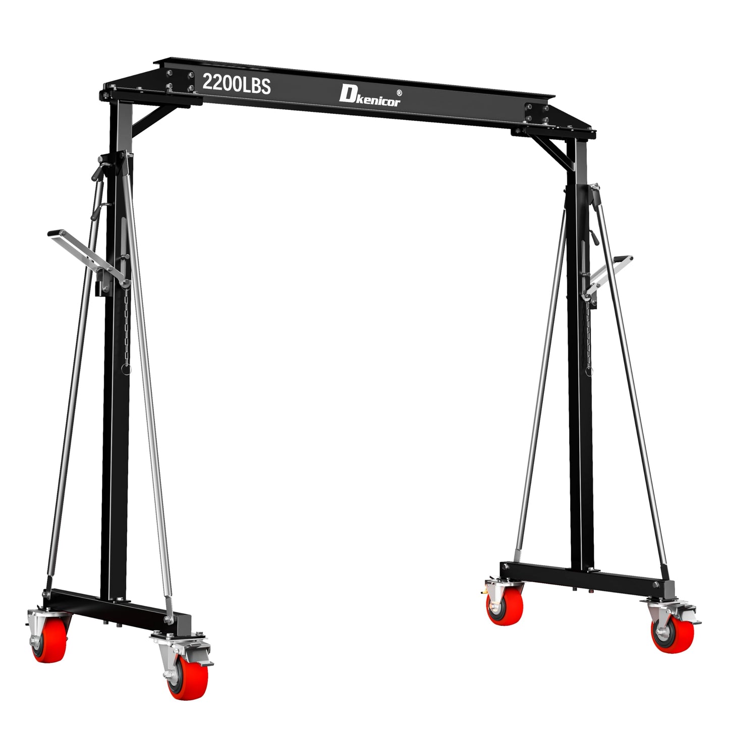 Dkenicor Adjustable Gantry Crane, Max 3000Lbs Adjustable Height 8.57 to 12.14ft, Steel I-Beam Construction Portable Shop Hoist for Factories, Warehouses, Auto Repair, Construction Site, Black