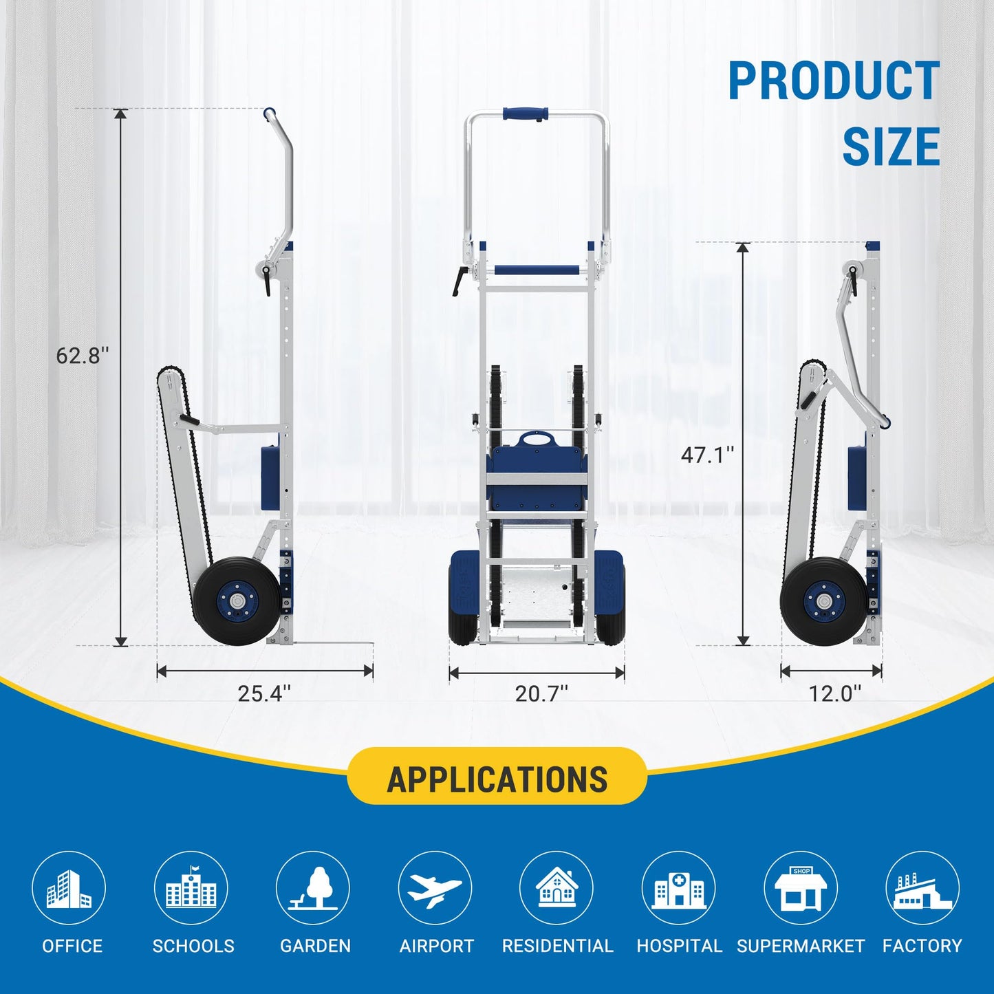 XSTO CT150PB Crawler Electric Stair Climber Dolly, 400W Motor Trolley 330 Lb Capacity Stair Climbing Hand Truck Cart Lithium-ion Battery Powered Stair Climbing Hand Truck with Caterpillar Track Drive