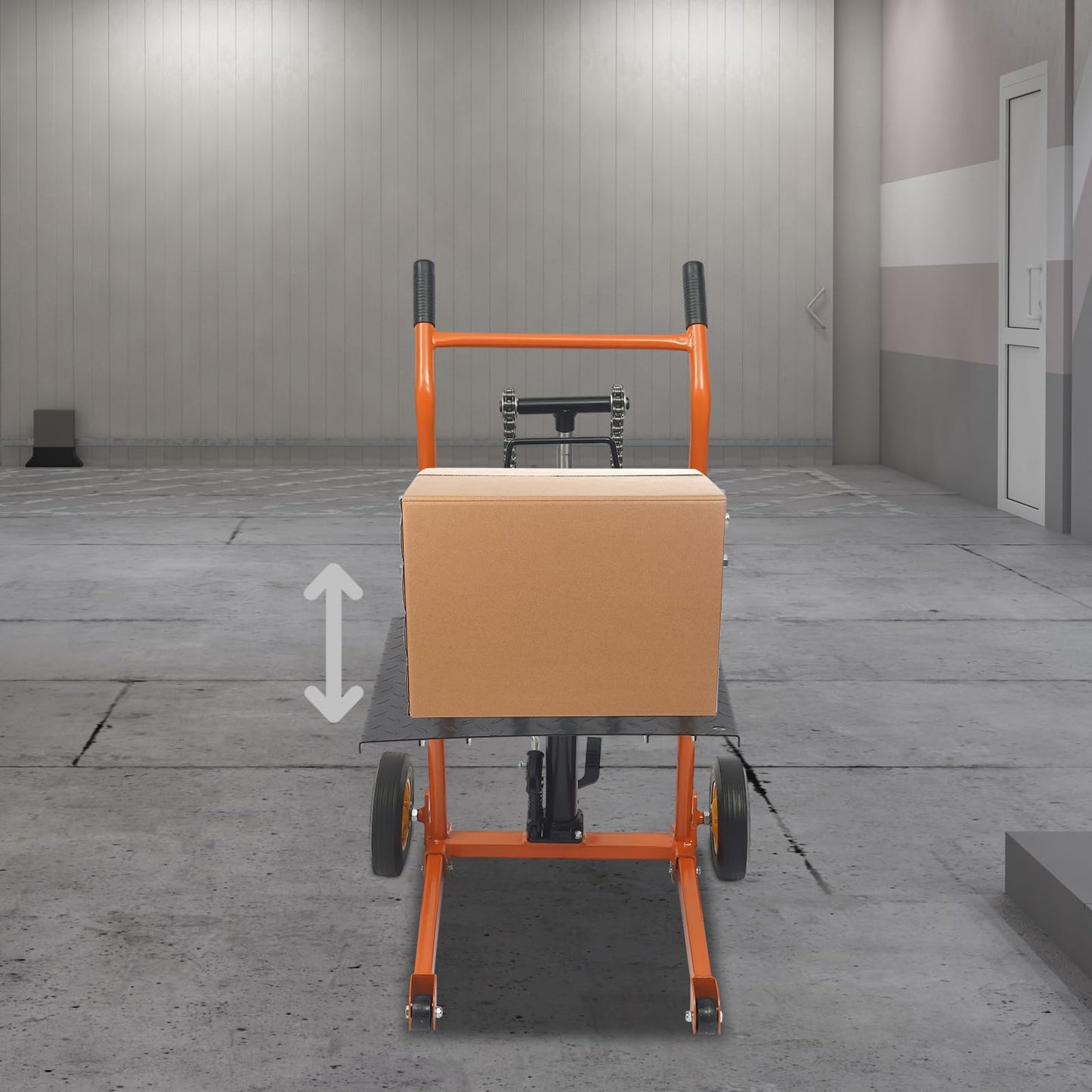 Hydraulic Material Lift Winch Stacker, Pallet Truck Dolly, Adjustable Stacker Fork Lift, 577 Lbs 36" Max Lift with 9" Casters & Straps, Removable Lifting Platform for Warehouse Factory Workshop