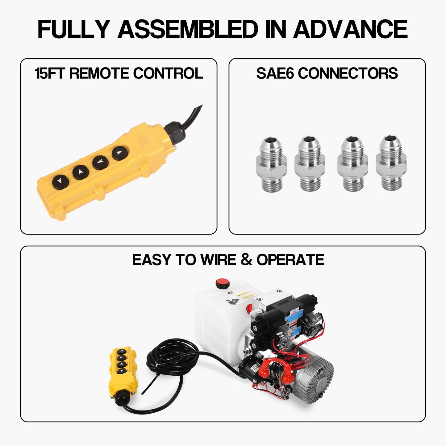 Doppy 4.5 Quart Hydraulic Power Unit,Double Acting Hydraulic Pump, 3200 PSI 12V DC Plastic Reservoir Hydraulic Pump Unit for Dump Trailer Car Lifting Platforms