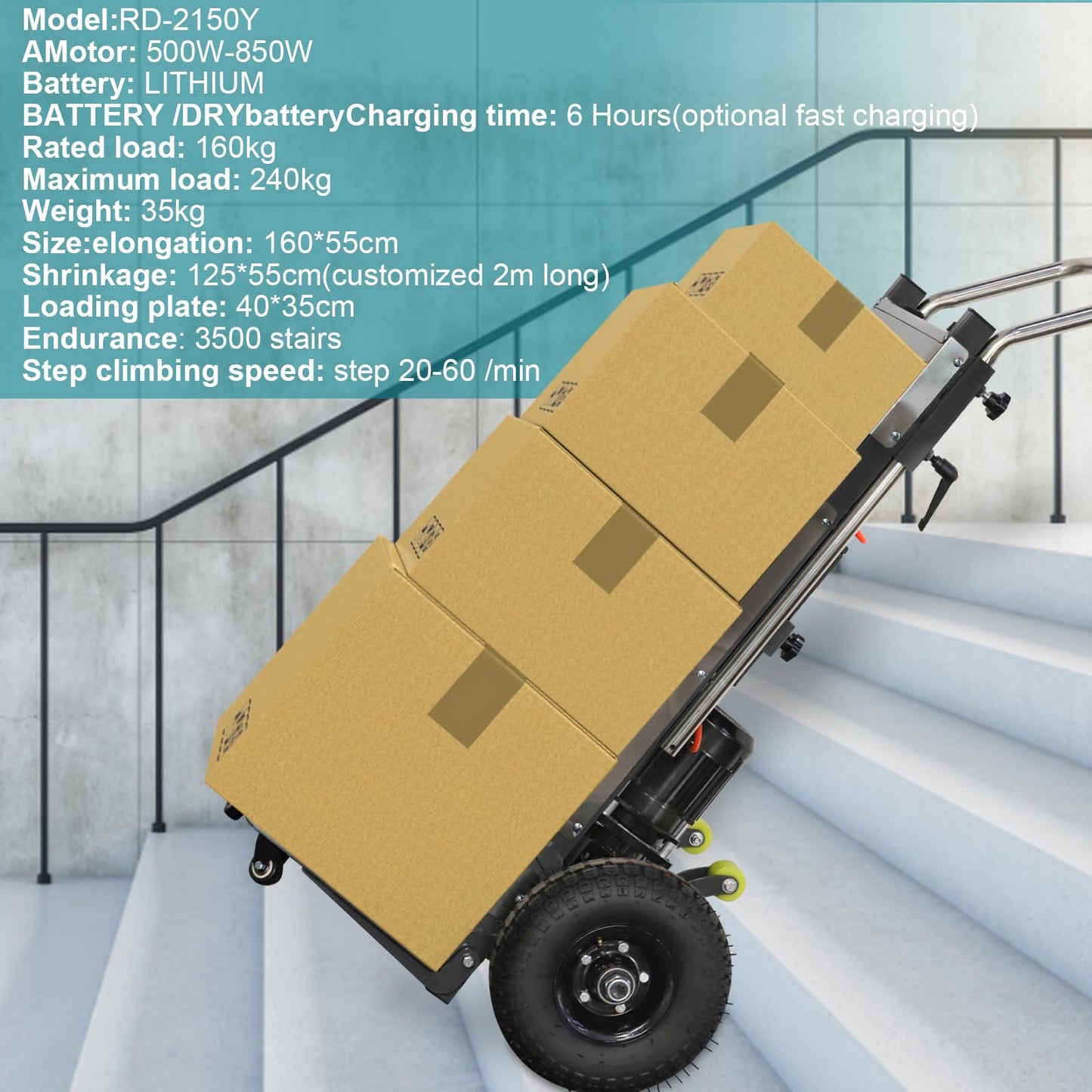 HITUGU Electric Stair Climbing Hand Trucks Dolly Cart for Moving, 880lb Heavy Duty Folding Stair Climber Cart Hand Trolley Motor Battery Powered for Furniture Family Logistics Warehouse