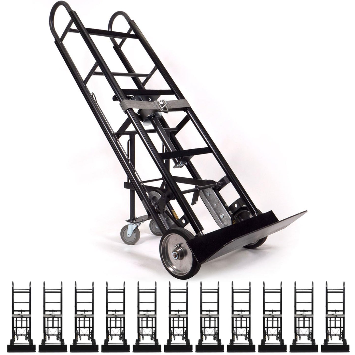 US Cargo Control Appliance Dolly with Stair Climber & Kickback Wheels (12-Pack), 1,200 LBS Capacity, Industrial Appliance Hand Truck with Single Auto Recoil Strap System, Heavy Duty Steel Hand Truck