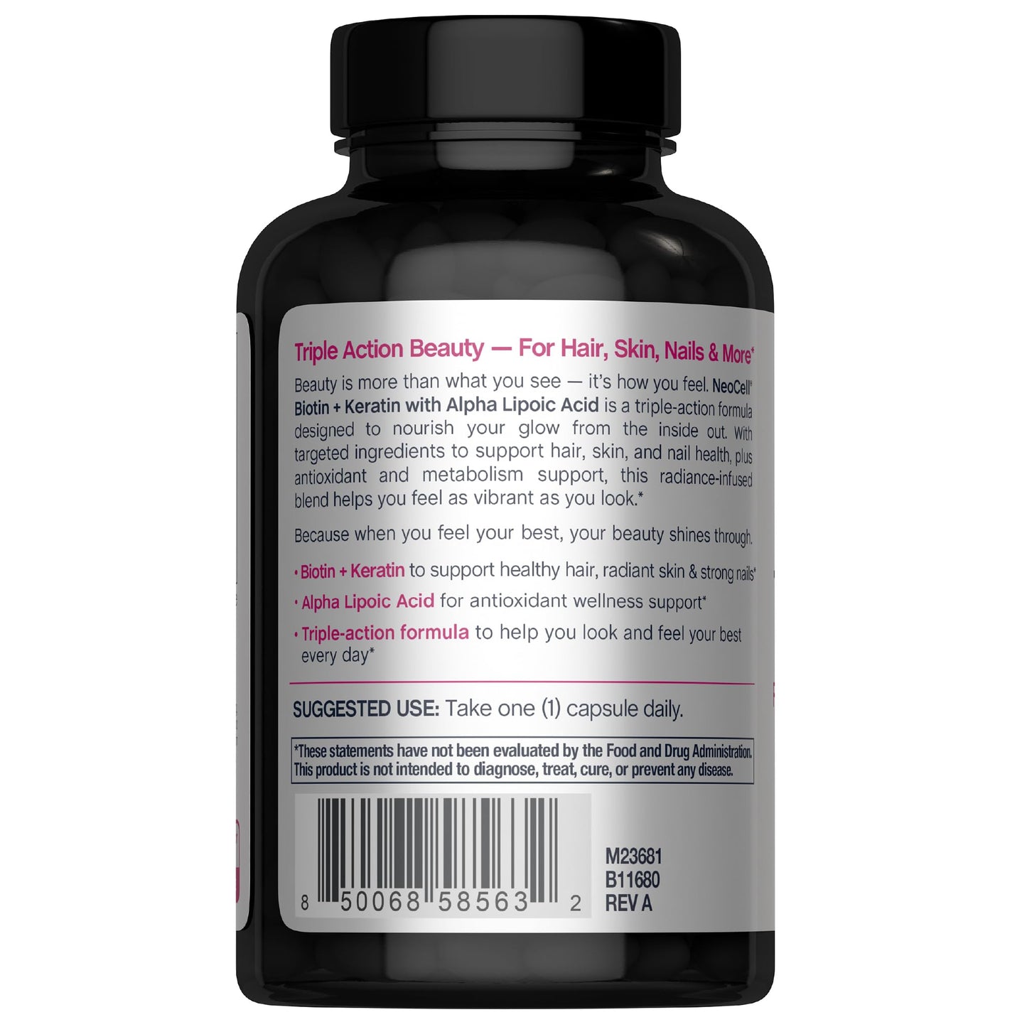 NeoCell Biotin Complex Hair, Skin & Nails | 90 Capsules | with BioActive Keratin Peptides and Alpha Lipoic Acid | Radiance-Infused Formula