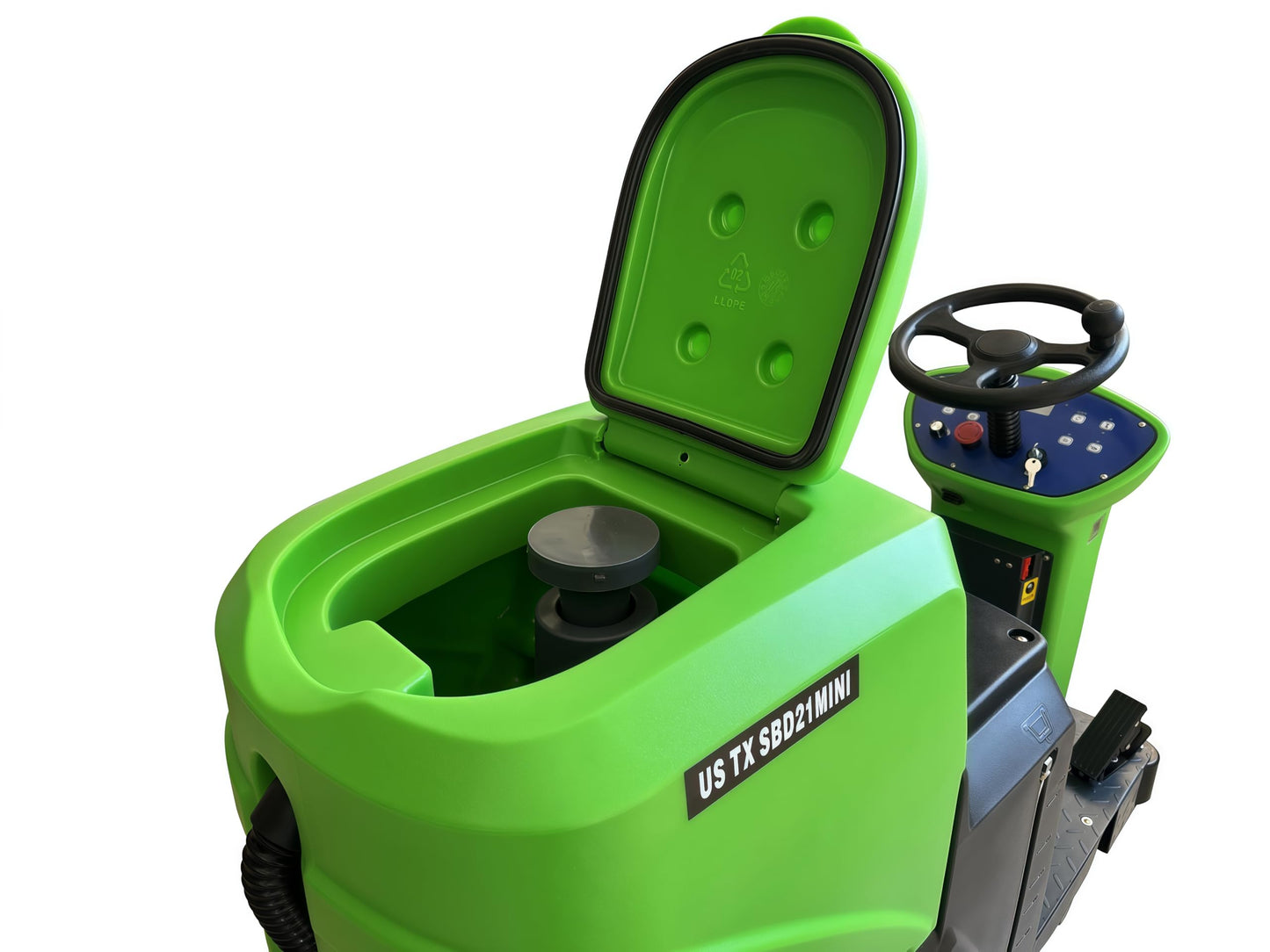 Ride-On Commercial Floor Scrubber Machine, 20″ Cleaning Width, 24V Battery Powered Scrubber Dryer with 17 Gal Tanks for Warehouse, Retail & Facility Cleaning (US-TX-SDB21MINI)