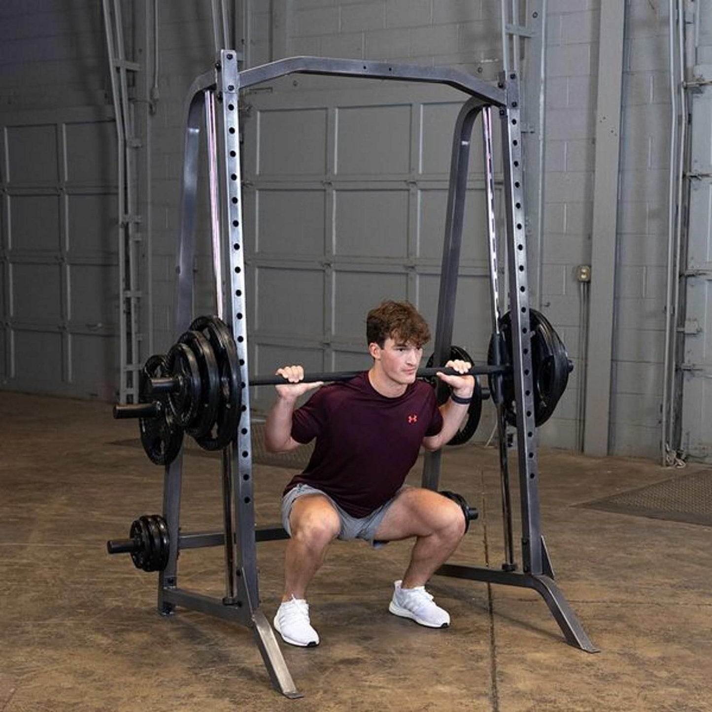 Body-Solid (PSM200) Smith Machine for Home Gym - Strength Training Equipment with Safety Catches, Squat Rack Cage, Half Rack, and Weight Plate Storage