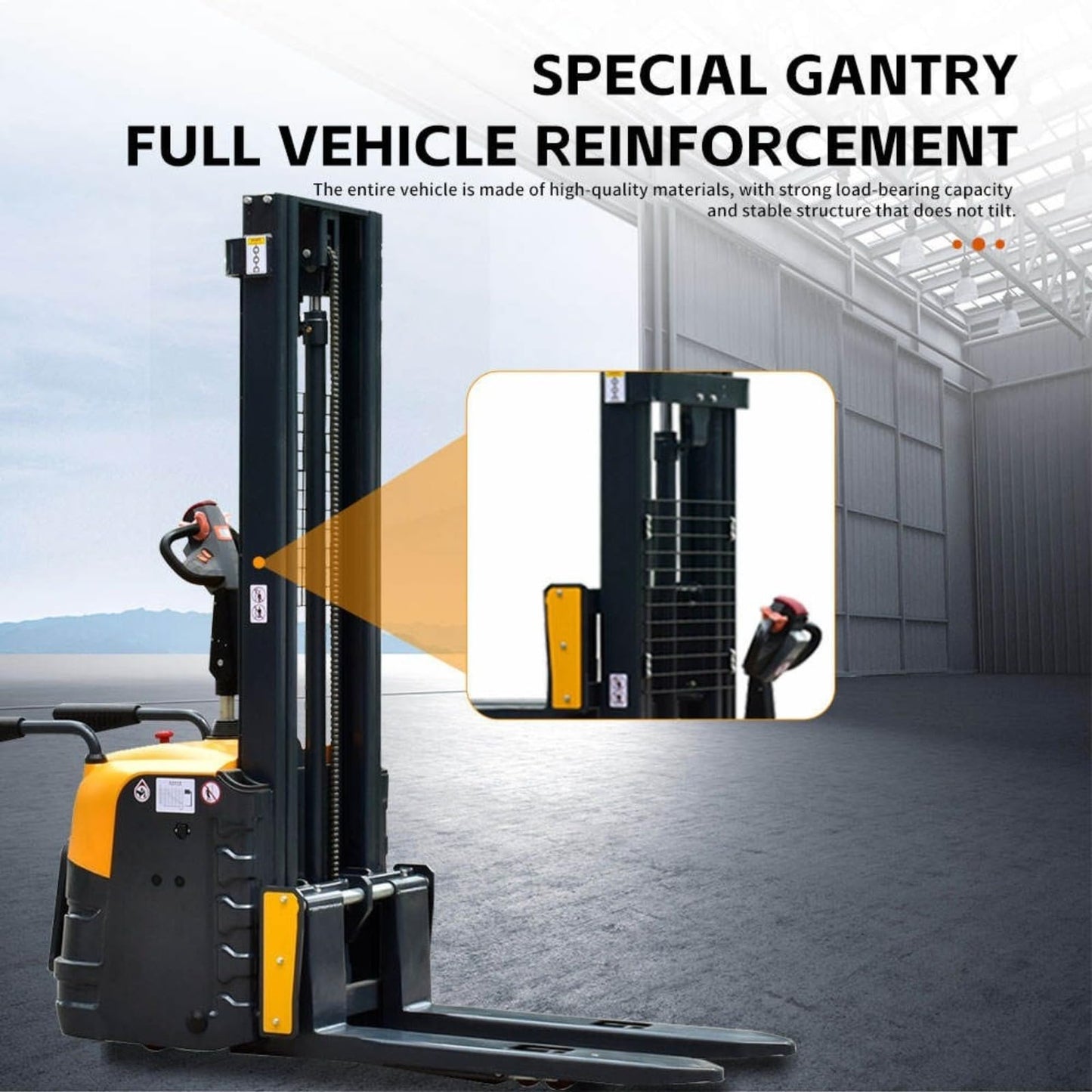 Electric and Manual Pallet Stacker, High Lift Mobile Stackers, Compact Hydraulic Stack Truck for Warehouse, Factory, Supermarket, Logistics, and Small Space Material Handling