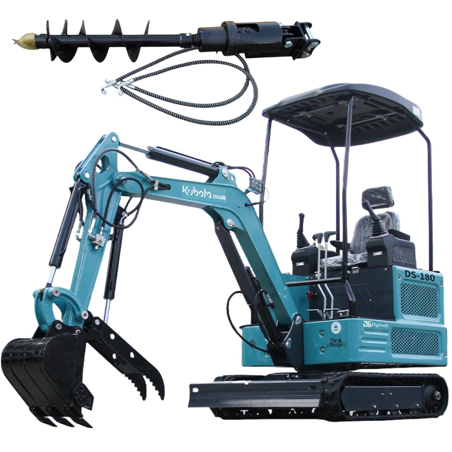 DS-180, 1.8 Ton New Pilot Control KubotaEnigne Diesel Mini Excavator, W/Hydraulic Thumb, Auger, Bucket, US in Stock, Include Delivery & Unloading, 12 Months Parts Replacement Service