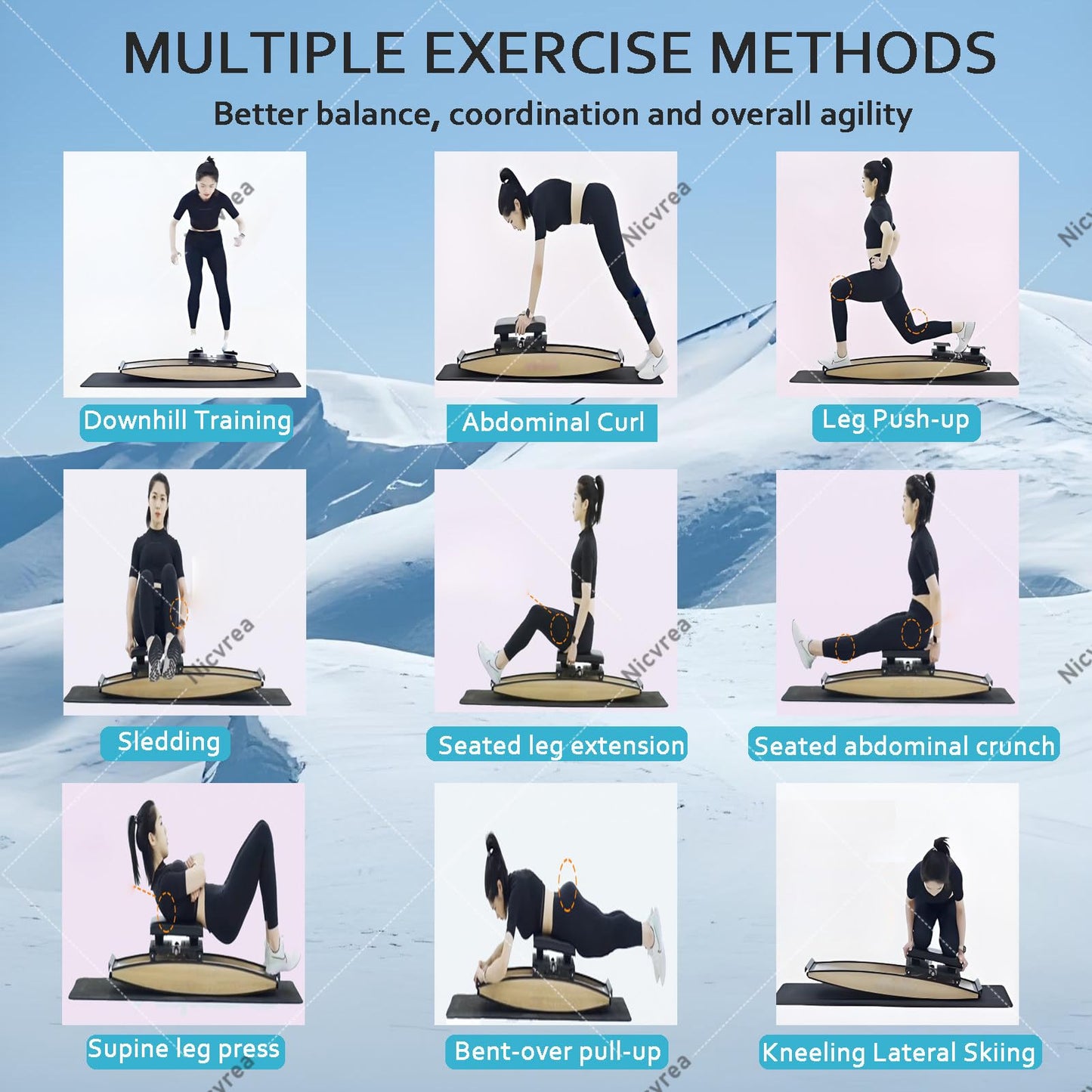 Ski Machine,Leg Trainer Ski Training Simulator,Body Balance Workout Machine,Indoor Aerobic Fitness Equipment Waist Training Ski Simulator
