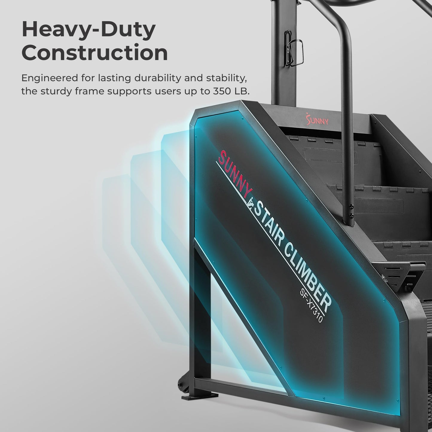 Sunny Health & Fitness Premium Smart Stair Climber – 15-Level Step Rate (24–164 Steps/Min), 8&4 Built-in Programs, Auto-Locking Pedals, 350 LB Capacity, Free SunnyFit App w/Dedicated SF-X7310 Program