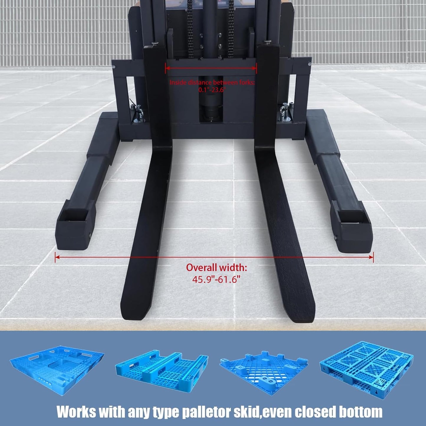 Aequanta Full Electric Pallet Stacker, Electric Drive and Lift Stacker, 3300 Lbs Capacity 138" Max Lifting Height, Adjustable Forks, Powered Lift Truck for Warehouse and Material Handling
