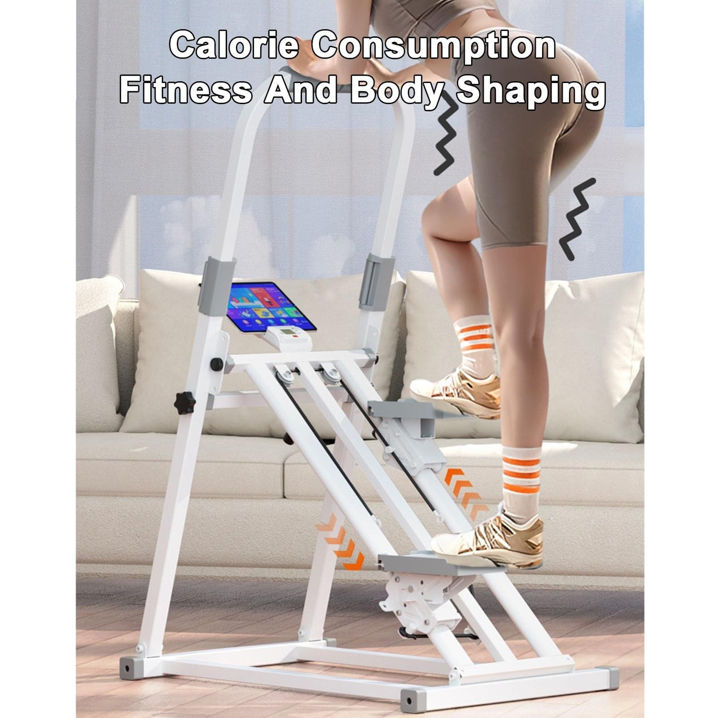 Stairmaster Machine for Home, Vertical Stair Climber for Full-Body Workout, Folding Stair Stepper with 3-Level Slope Adjustment, Adjustable Handlebar and Pedals