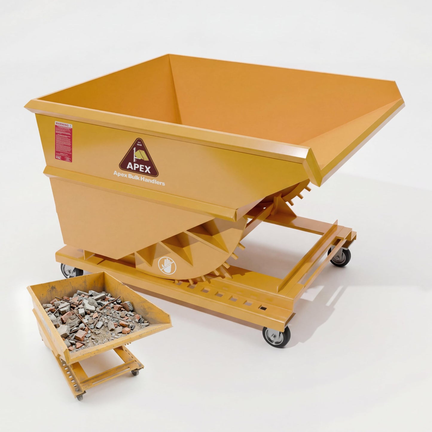 Apex Heavy Duty Self-Dumping Hopper with Casters, 2 1/2 Cubic Yard Capacity, 6000 lb Load Capacity, Durable Steel Construction, Commercial and Industrial Use, Made in The USA (2 1/2 Cubic Yard)