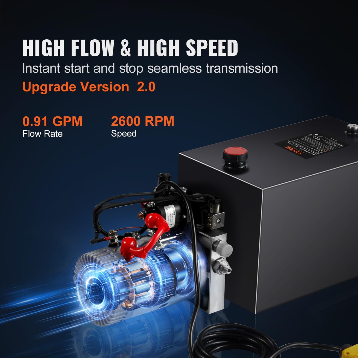 Vevor 12V/DC Hydraulic Pump 15 Quart/ 3.9 Gallon Double Acting Metal Reservoir Hydraulic Pump Unit Remotely Controlled for Dump Trailer: Industrial & Scientific