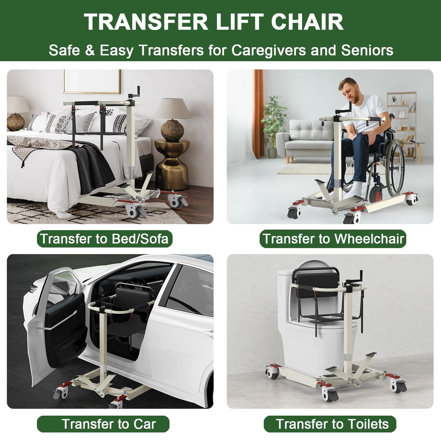 Patient Lift Transfer Chair, Transfer Lift Chair for Disabled, Portable Car Transfer Lift Bed to Wheelchair Transfer Devices, Transfer Chair for Elderly & Disabled (B)