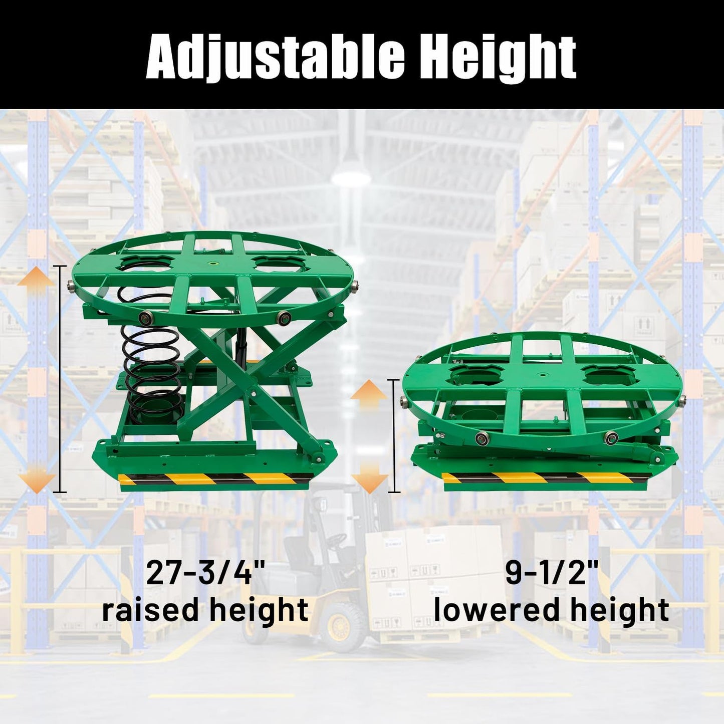 Reykilor Spring-Actuated Pallet Carousel Skid Positioner, 4500lbs Capacity 26" Lifting Height for Material Handling, Spring Pallet Level Loader, Transportation and Freight Lifting