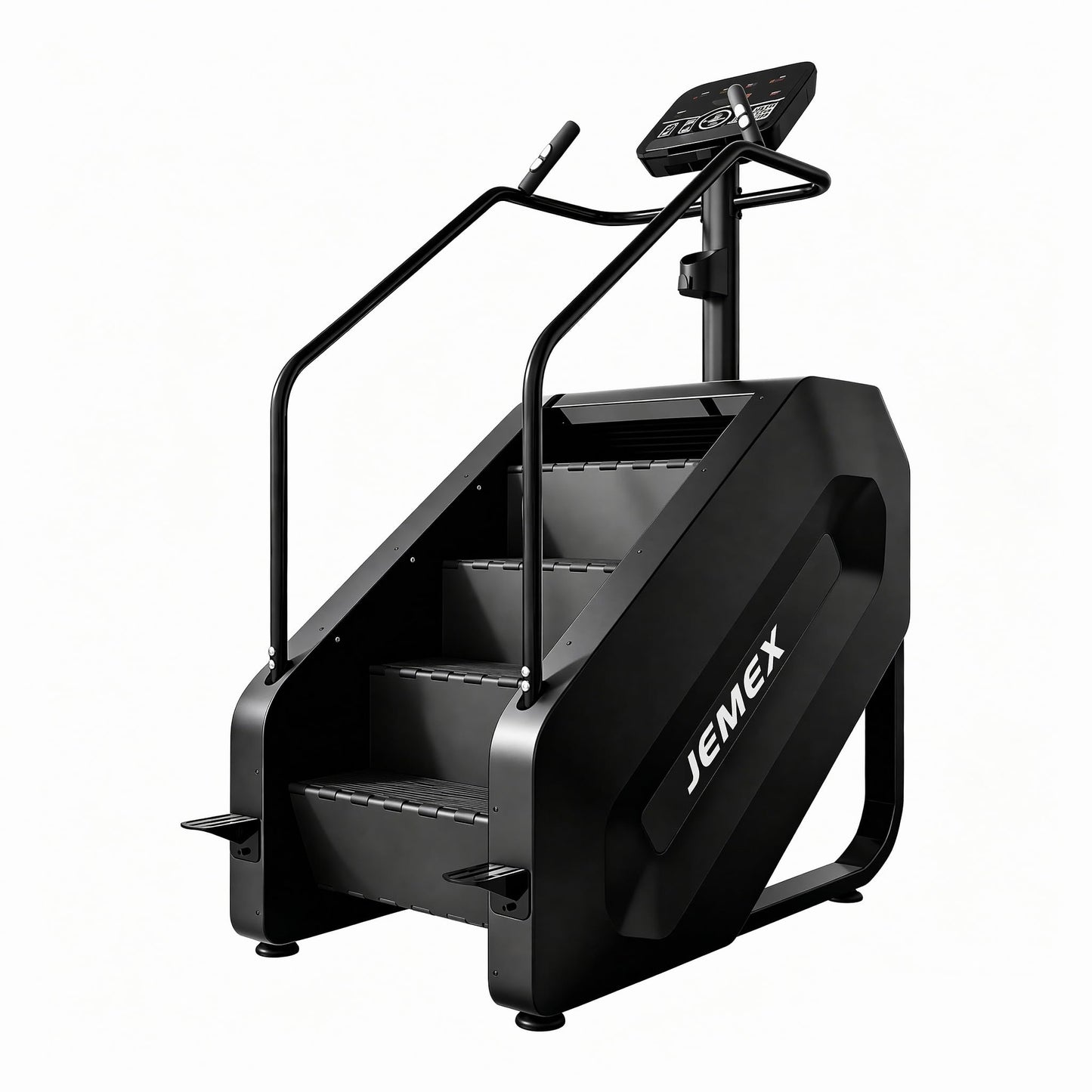 JEMEX Stair Stepper Machine, Heavy Duty Stair Climber with 15 Resistance Levels, Low Impact Cardio for Home Gym, Infrared Auto-Lock, LED or Standard Model, 375 lbs (Black, Standard Button)