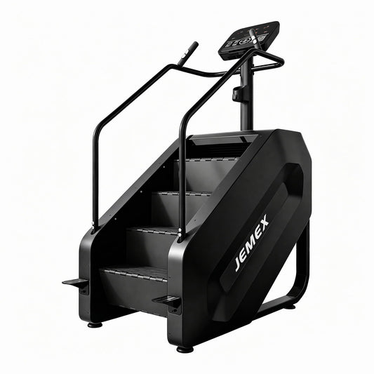 JEMEX Stair Stepper Machine, Heavy Duty Stair Climber with 15 Resistance Levels, Low Impact Cardio for Home Gym, Infrared Auto-Lock, LED or Standard Model, 375 lbs (Black, Standard Button)