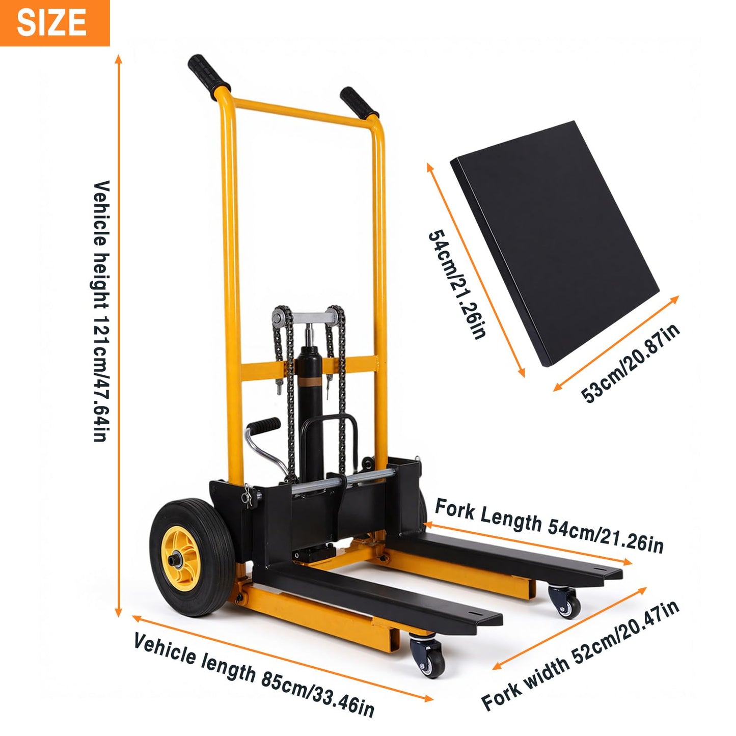 Lakequill Mini Forklift Manual Hydraulic Lift Table Cart Foldable Transport Lifting Cart with Swivel Wheels Handheld Lifting Equipment Push Pallet Trolley Lightweight for Household Warehouse Factory