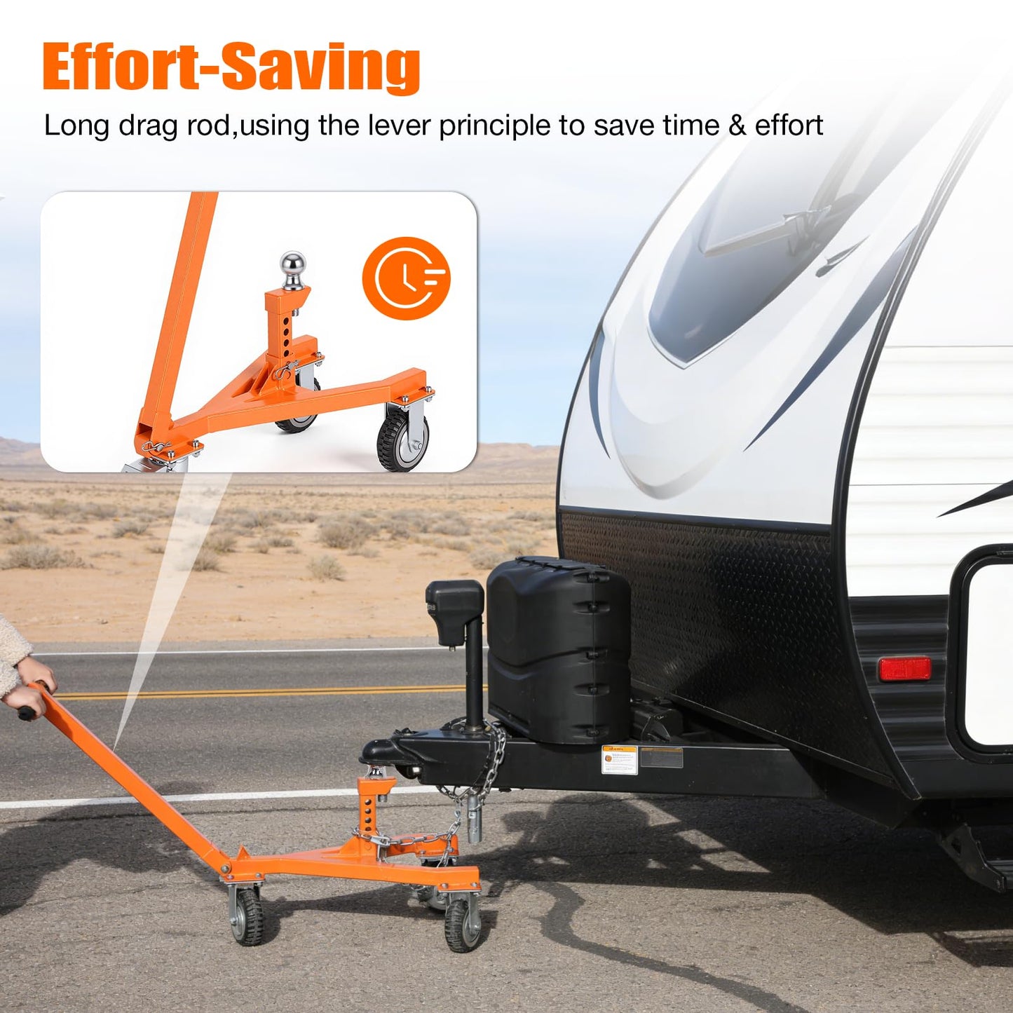 FAHKNS Trailer Dolly 3500 lb Tongue Weight Trailer Mover with 2 in & 2-5/16 in Ball Suitable for RV, Boat, Camper, Flatbed, Enclosed Trailers and so on.