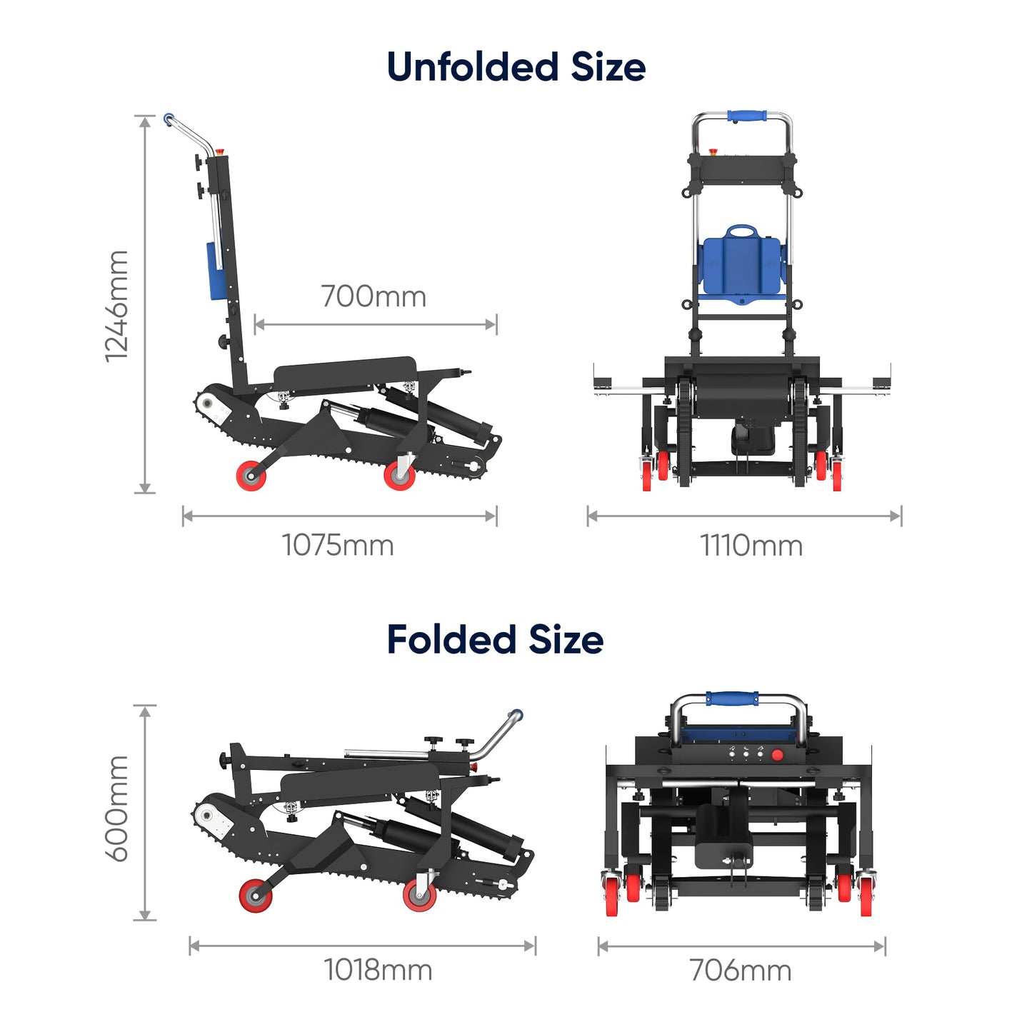 XSTO CT250S Self-Balancing Electric Stair Climber Dolly - 551 lbs Capacity, Master Operation in 3 Seconds