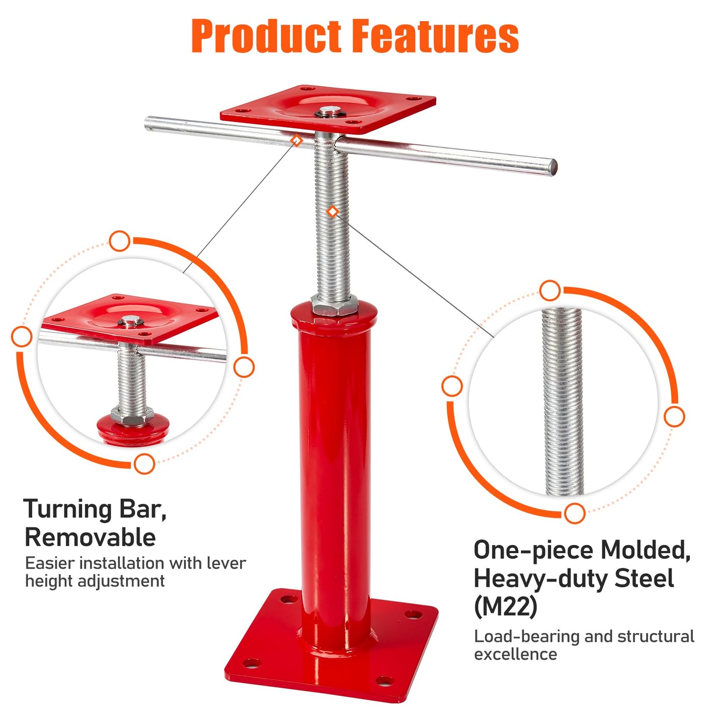 B4B BANG 4 BUCK House Jacks for Leveling Crawlspace, 11" - 16" Height Range, 11023 lbs Max Load Capacity, House Floor Jacks Post Pole for Leveling, 2 Pack
