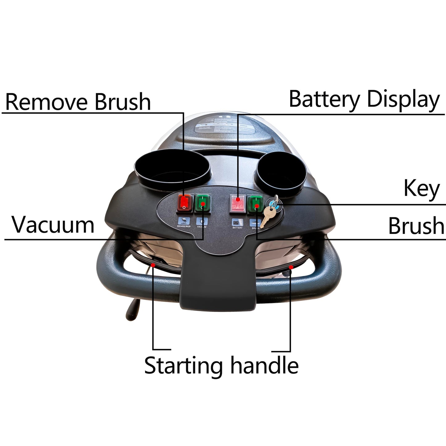 Battery Powered Walk Behind Floor and Carpet Scrubber Buffer Polisher, 19" Brush, 30" Squeegee Width, 13.5 gal Tank, Dual Brushes (Hard & Soft) and 3 Scouring Pads, 220 RPM