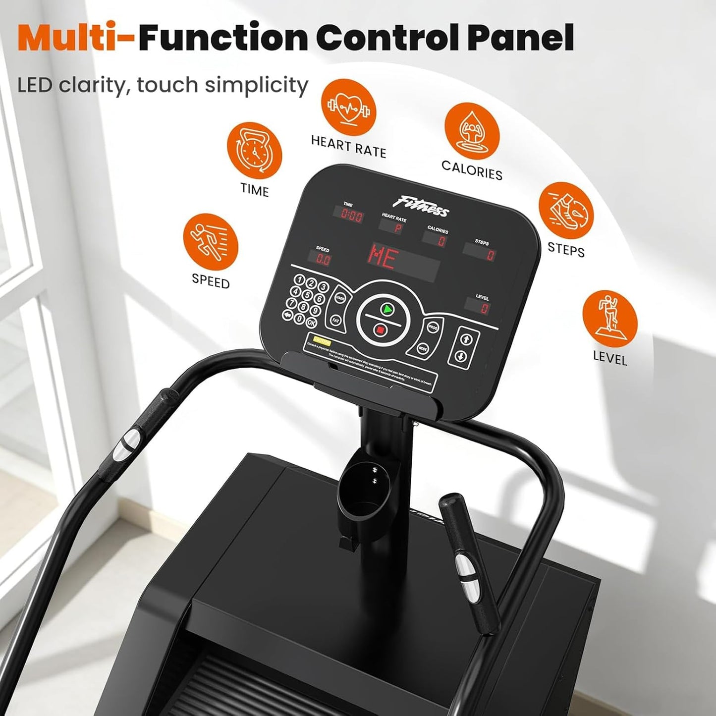 Stairmaster Machine with Led Screen, Commercial Grade Stair Climber for Cardio Training, 15 Speed Levels Continuous Climbing Exercise Machine, 15-164 Steps Per Minute Black