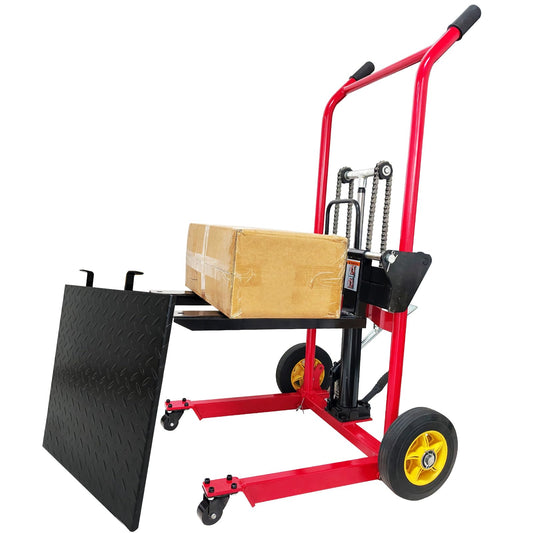 Hydraulic Material Lift Winch Stacker,440 Lbs Pallet Truck Dolly with Swivel Casters,Lift Table, Compact & Portable Hydraulic Winch for Construction,Warehousing,and DIY Projects