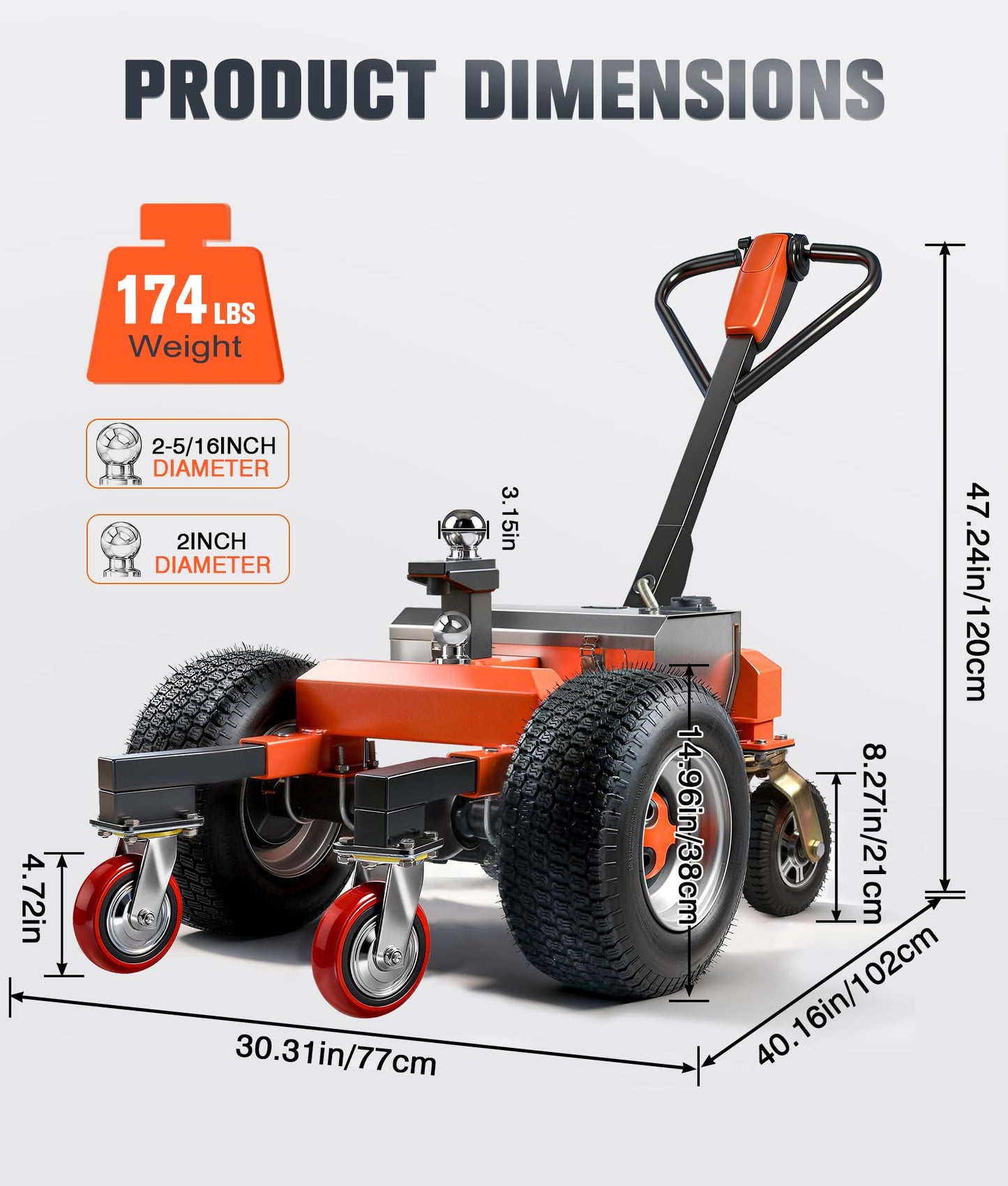 kaiwrxin Electric Trailer Dolly, 7500 Lbs Max Trailer Weight, All-Terrain 6-Wheel Anti-Tip Design & Handheld Reverse/Drive/Brake, 2“ & 4“Ball Hitch Mount for RVs, Car Trailers, Campers