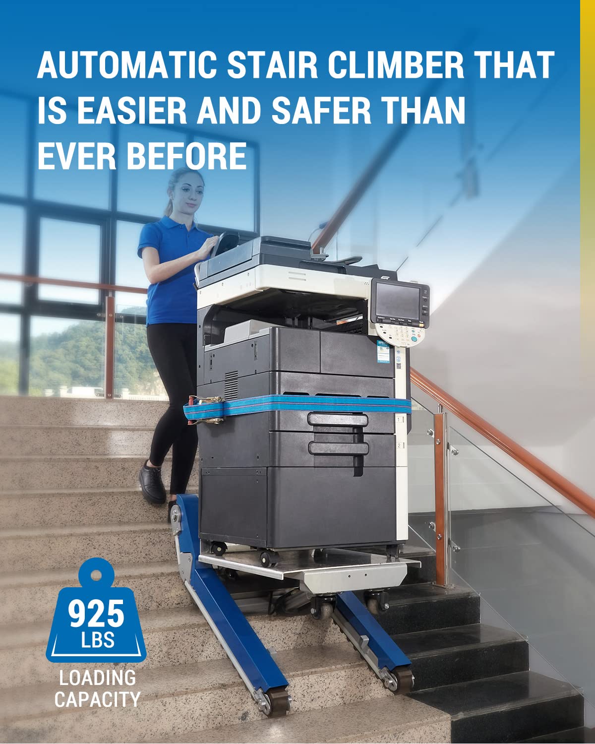 XSTO CT420SC Electric Heavy Duty Stair Climbing Hand Truck Dolly, 925 lbs Capacity with Support Wheels and 2 Motors, AutomaticTrack Stair Climbing Dolly for Heavy Duty Material Handling