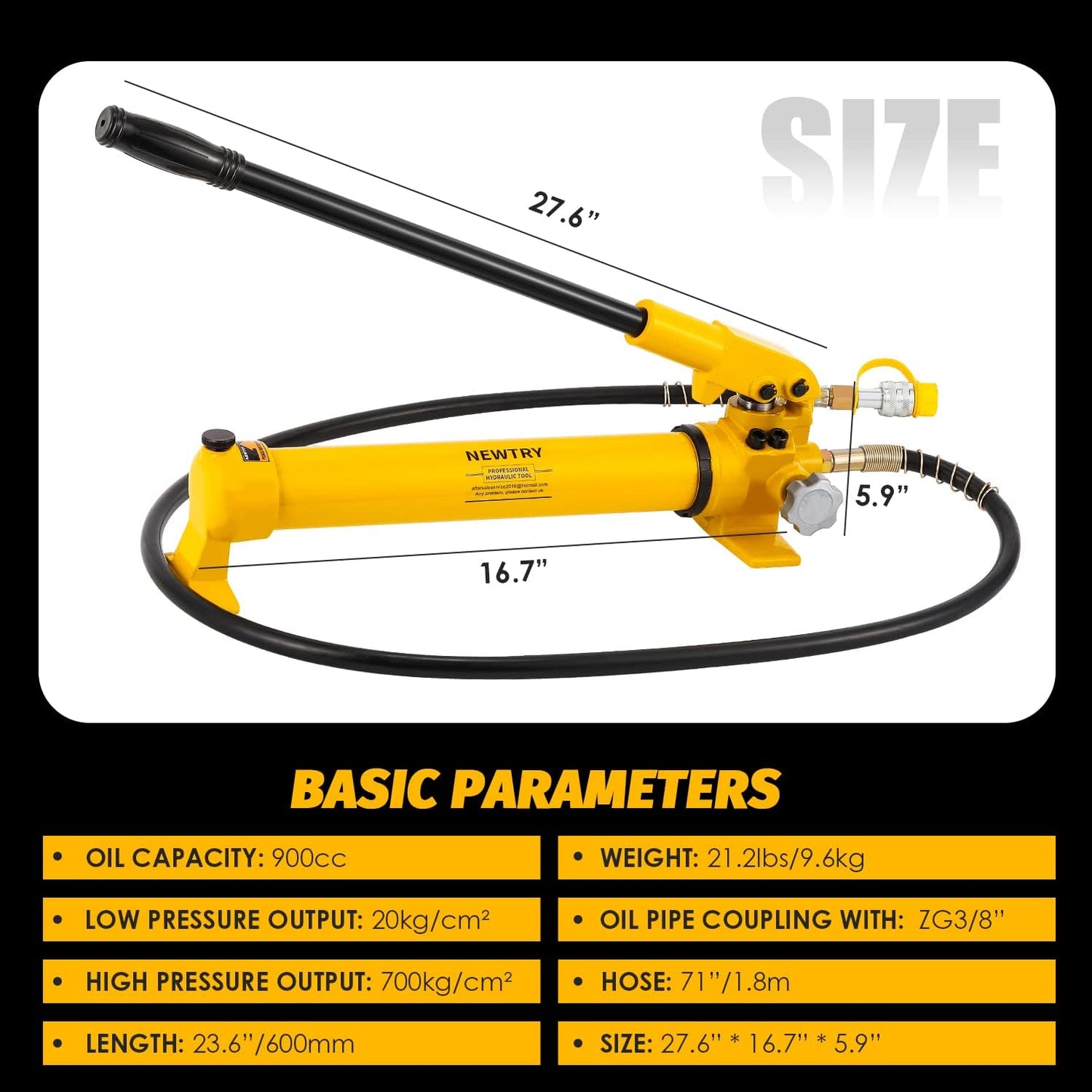 NEWTRY 50 ton Low Profile Hydraulic Ram Jack + Hand Pump Stoke 16mm(0. 63inch) Mini Protable Hydraulic Cylinder Industrial Super Thin Lifting Jack
