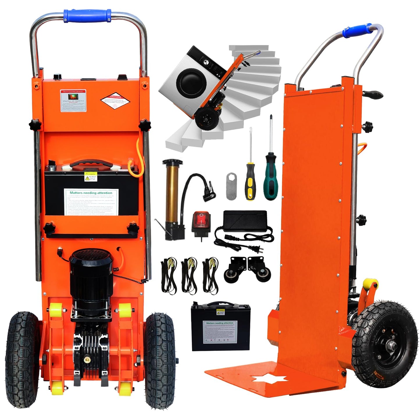 900lbs Electric Stair Climbing Hand Truck - 1500W Heavy Duty Dolly w/Safety Brakes & Solid Tires, Effortless Furniture/Appliance Transport (Seller Pays Tariff)