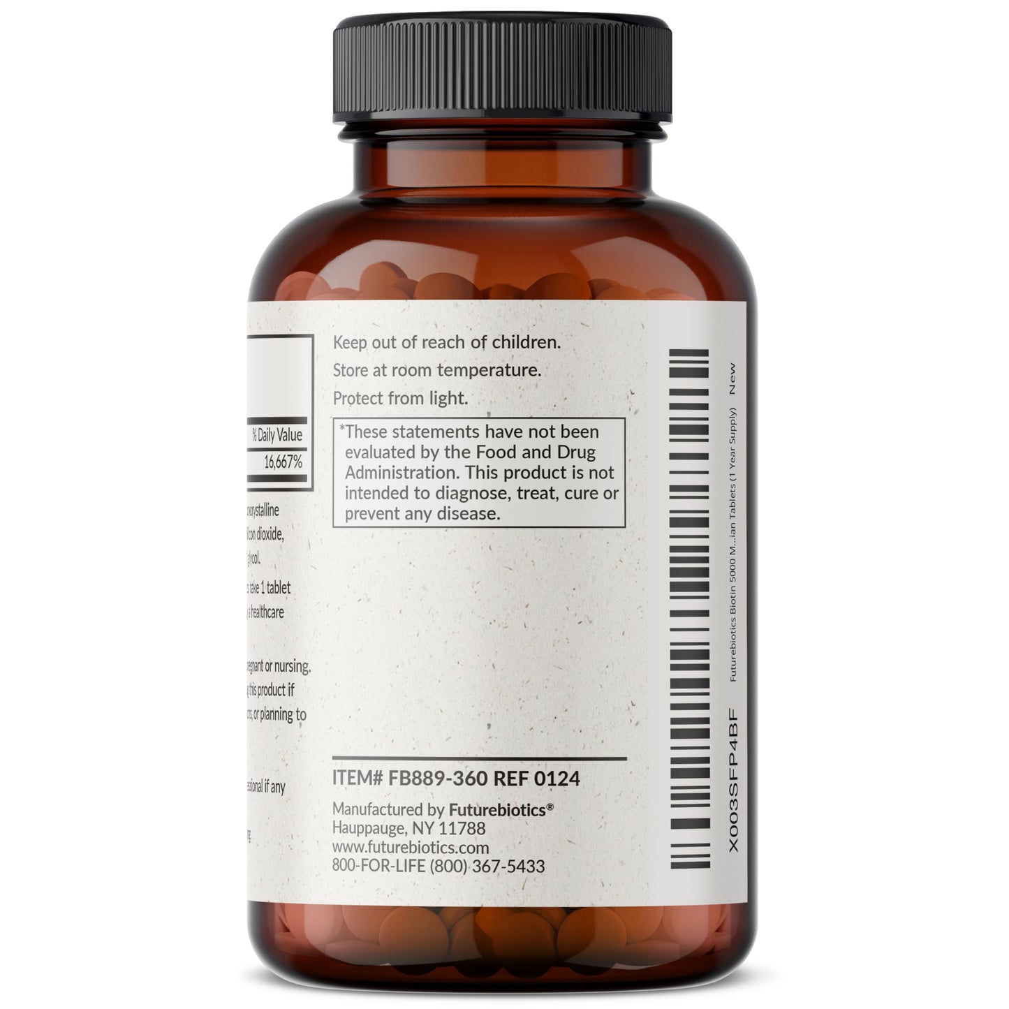 Futurebiotics Biotin 5000 MCG Supports Healthy Hair, Skin, Nails & Energy Production Non-GMO, 360 Vegetarian Tablets