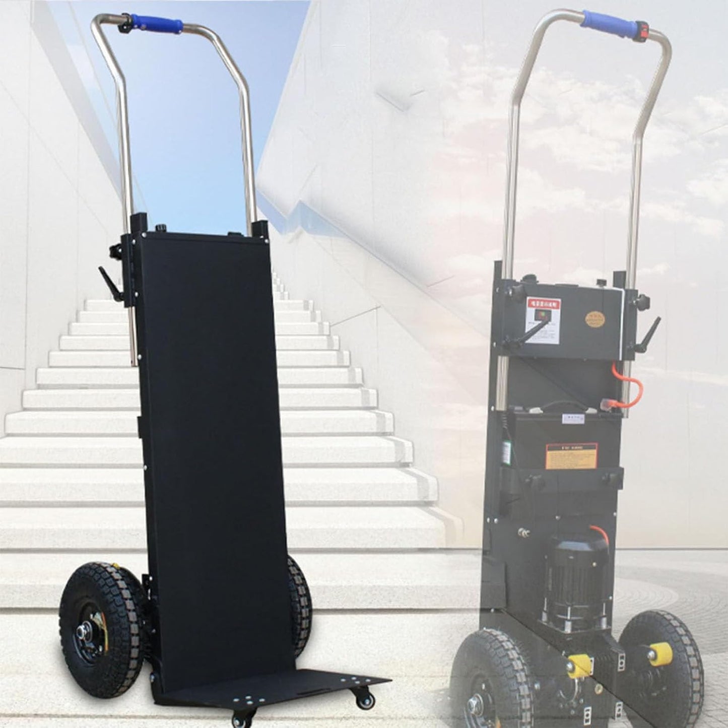 1200W Electric Stair Climber, Folding Sack Truck, Hand Truck Stair Climber, Electric Stair Climber Cart with Removable, for Straight & Curved Stairs
