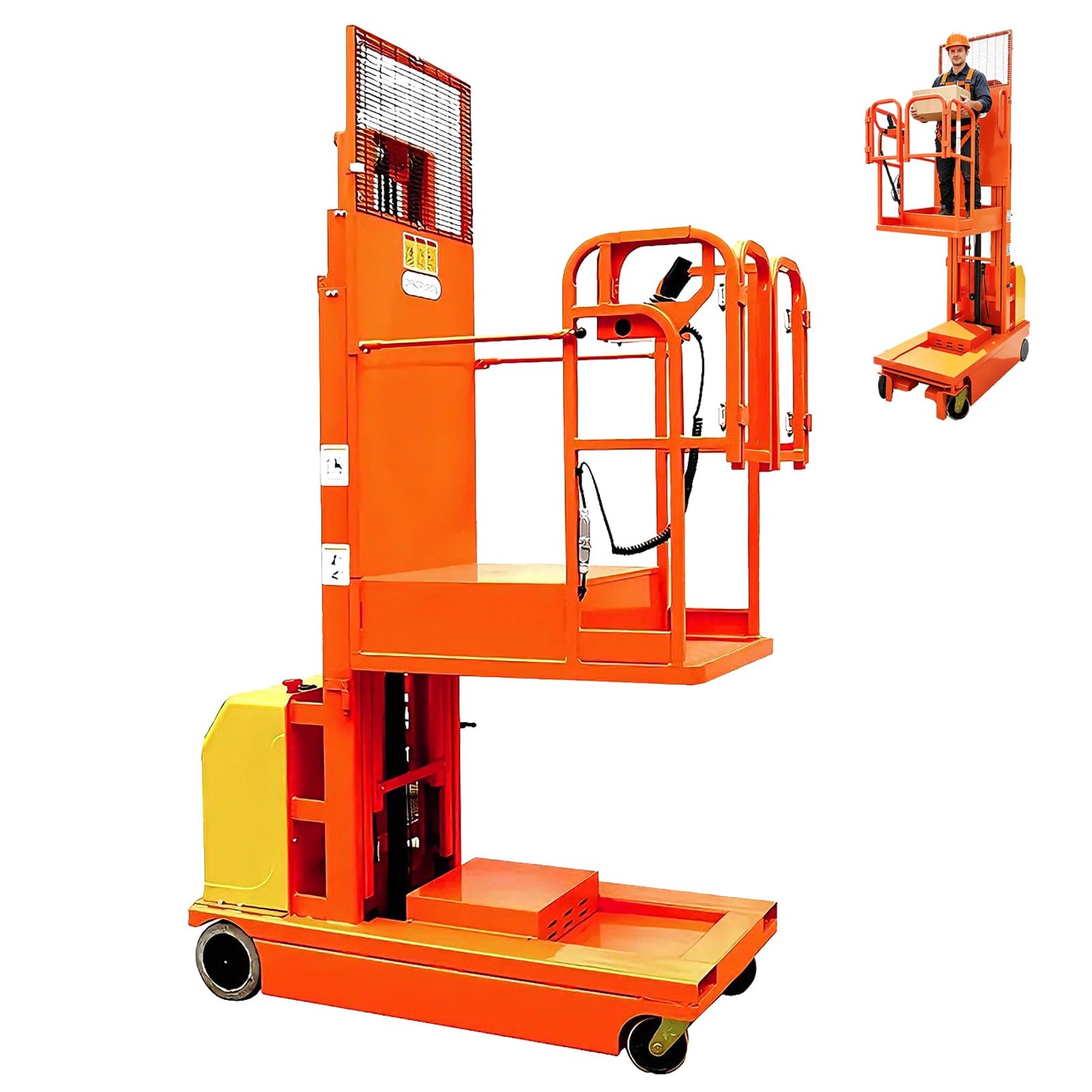 Fully Electric Self-Propelled Order Picker Lift Truck, 661 lbs Capacity, Drivable Stock Picker & Personnel Lift for Narrow Aisle Warehouse, Material Handling & SKU Picking (13.1FT Lifting Height)