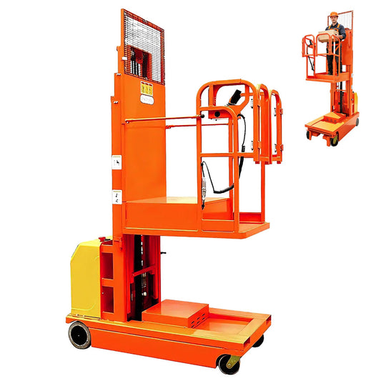 Fully Electric Self-Propelled Order Picker Lift Truck, 661 lbs Capacity, Drivable Stock Picker & Personnel Lift for Narrow Aisle Warehouse, Material Handling & SKU Picking (10.8FT Lifting Height)