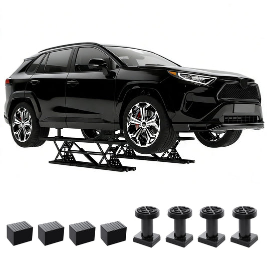 Real Relax 7000 LBS Portable Car Lift, Heavy Duty Quick Jack with 26.8" Max Height, Extended-Length Plates, 120V Power Unit, for Cars, SUVs, Light Trucks, Shop Use or Garage, Black