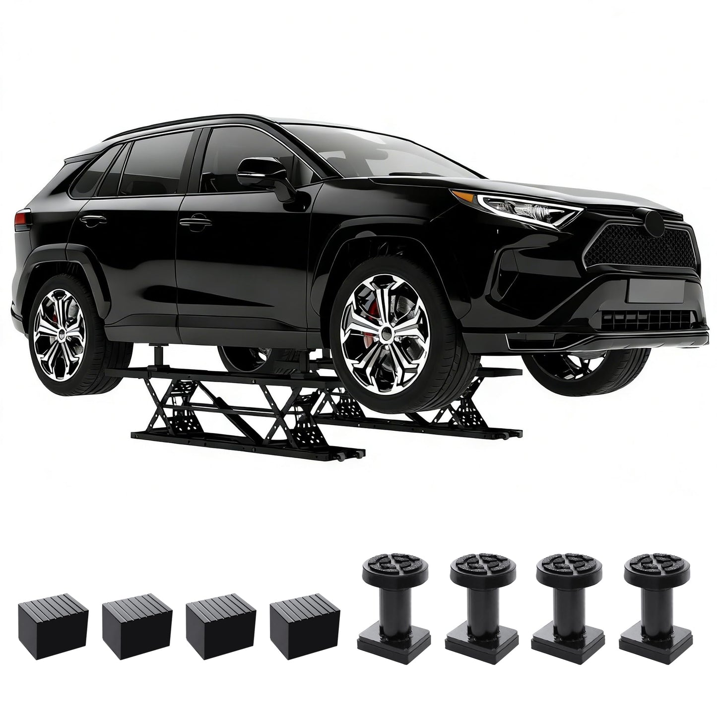 5000 LBS Portable Car Lift, Heavy Duty Quick Jack with 25.6" Max Height, Extended-Length Plates, 120V Power Unit, for Cars, SUVs, Light Trucks, Shop Use or Garage, Black