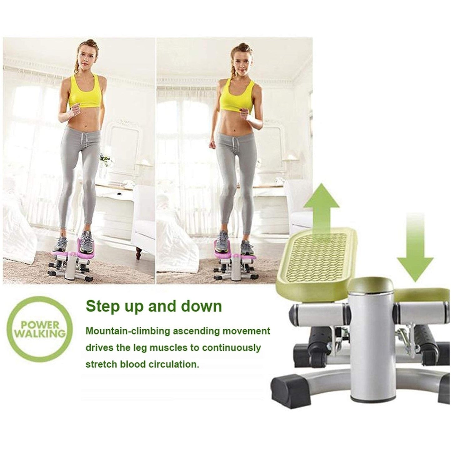 Mini-Stepper Swing Stepper Adjustable Mini Stair Stepper Home Silent Step Machine with Multi-Function LCD Display Free I
