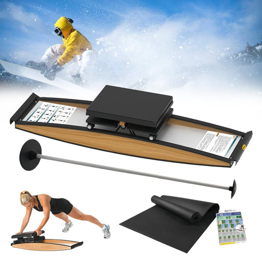Indoor Ski Simulator Ski Exercise Machine for Waist, Abdomen and Leg Training, with Walking Stick and Floor Mat, Adjustable Resistance 0-100kg
