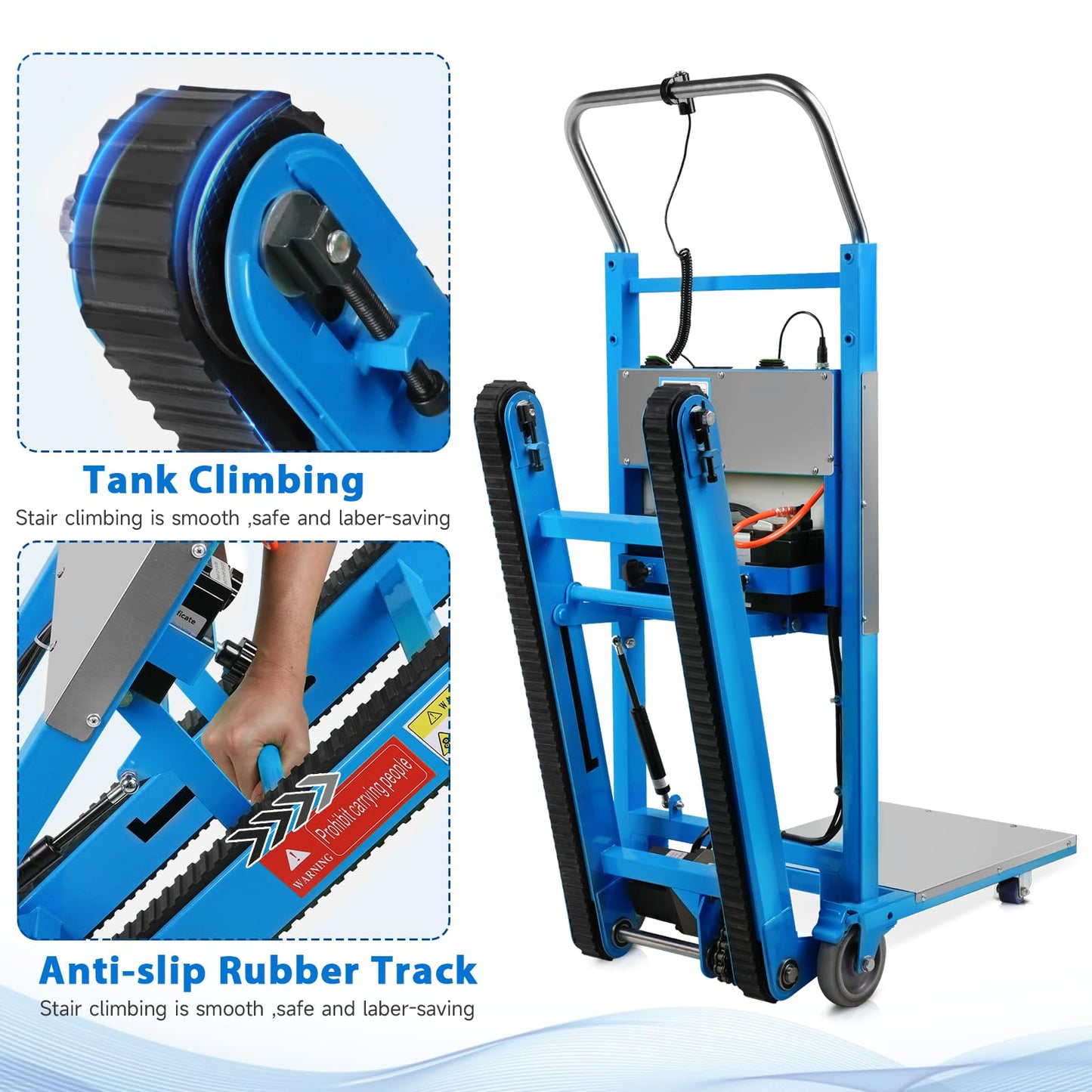 Electric Stair Climbing Hand Trucks Dolly Cart, 900lb Capacity Heavy Duty Stair Climber with Ropes, Carry Heavy Objects Up and Down Stairs Effortless for Furniture Logistics Warehouse
