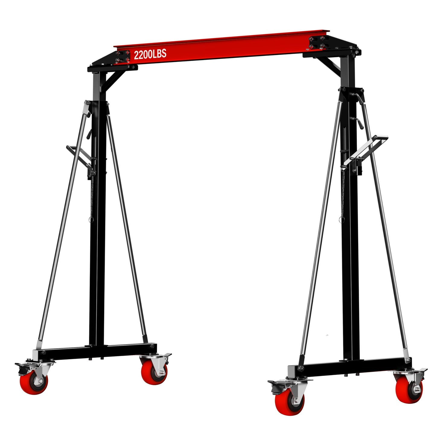 SILVEL Gantry Crane 1 Ton MAX3000LBS, Adjustable Height 8.53 to 12.47ft with Triangle Base, Portable I-Beam Hoist for Factory, Warehouse, Auto Repair & Construction, Red