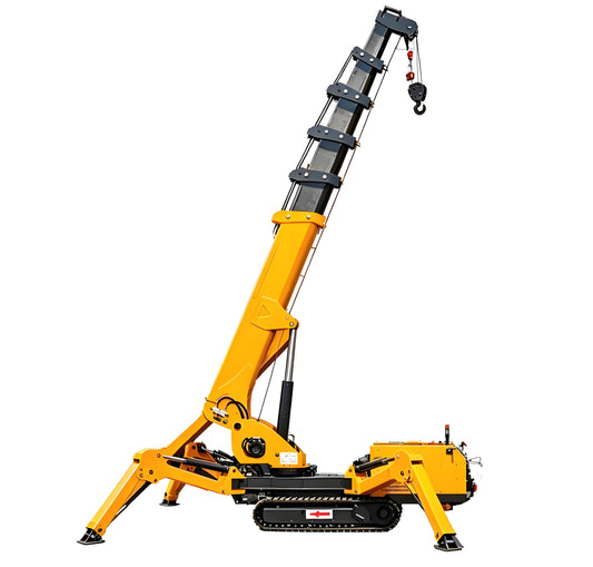 5 Ton Mini Hydraulic Crawler Crane with Wireless Remote, Compact 5 Stage Telescopic Boom and 360° Rotation for Warehouse Lifting and Glass Installation