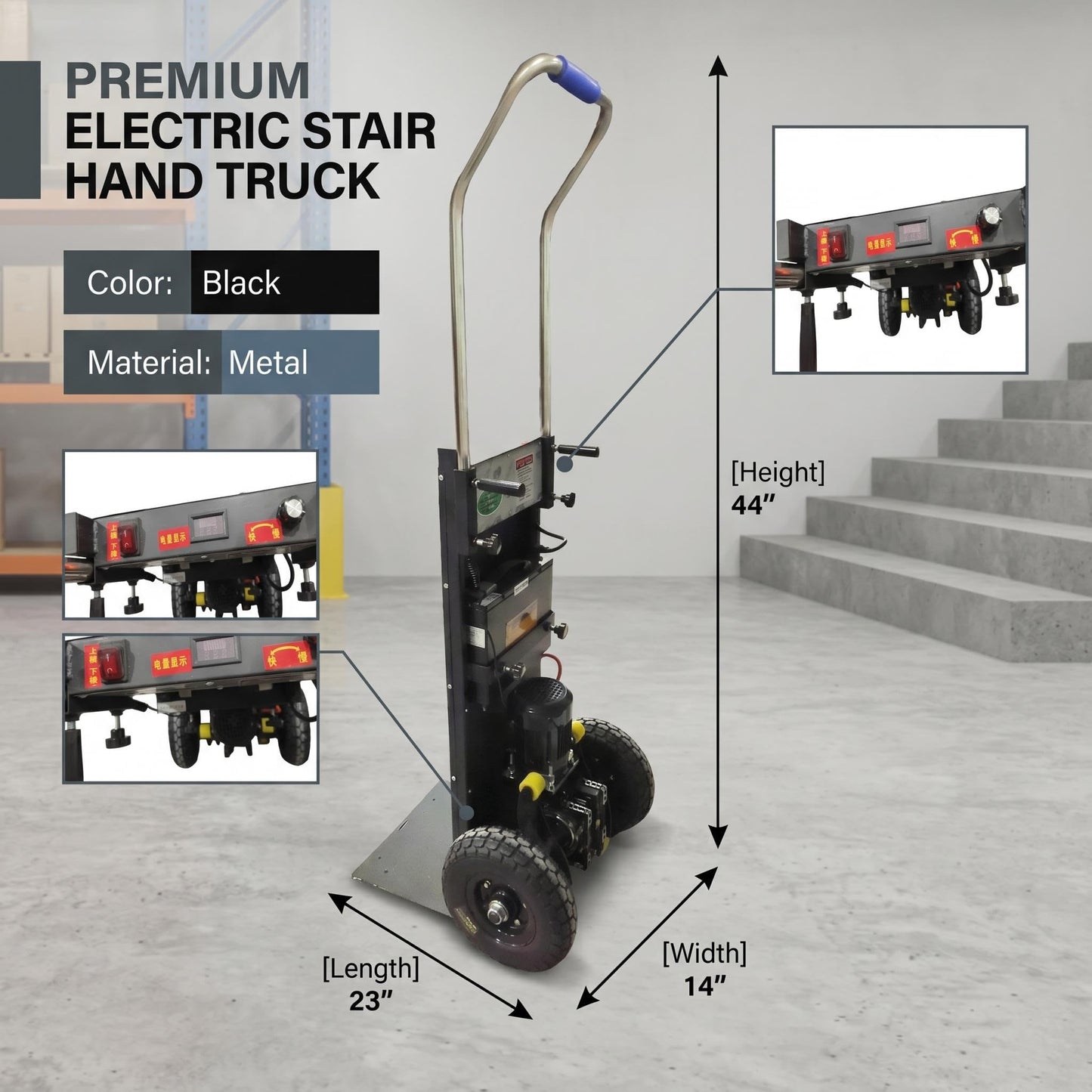 Large Load Capacity Electric Stair Climbing Cart, Electric Stair Climbing Machine for Construction, Large Load Capacity Electric Stair Climbing Cart with 600Lbs Load Capacity