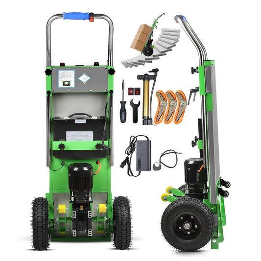 Electric Stair Climbing Dolly, 1250W Electric Stair Climbing Hand Truck, 900lbs Load Capacity, 3 Mode Folding Stair Climber Hand Trucks with Telescopic Handle for Moving Furniture (Green/Tyre)