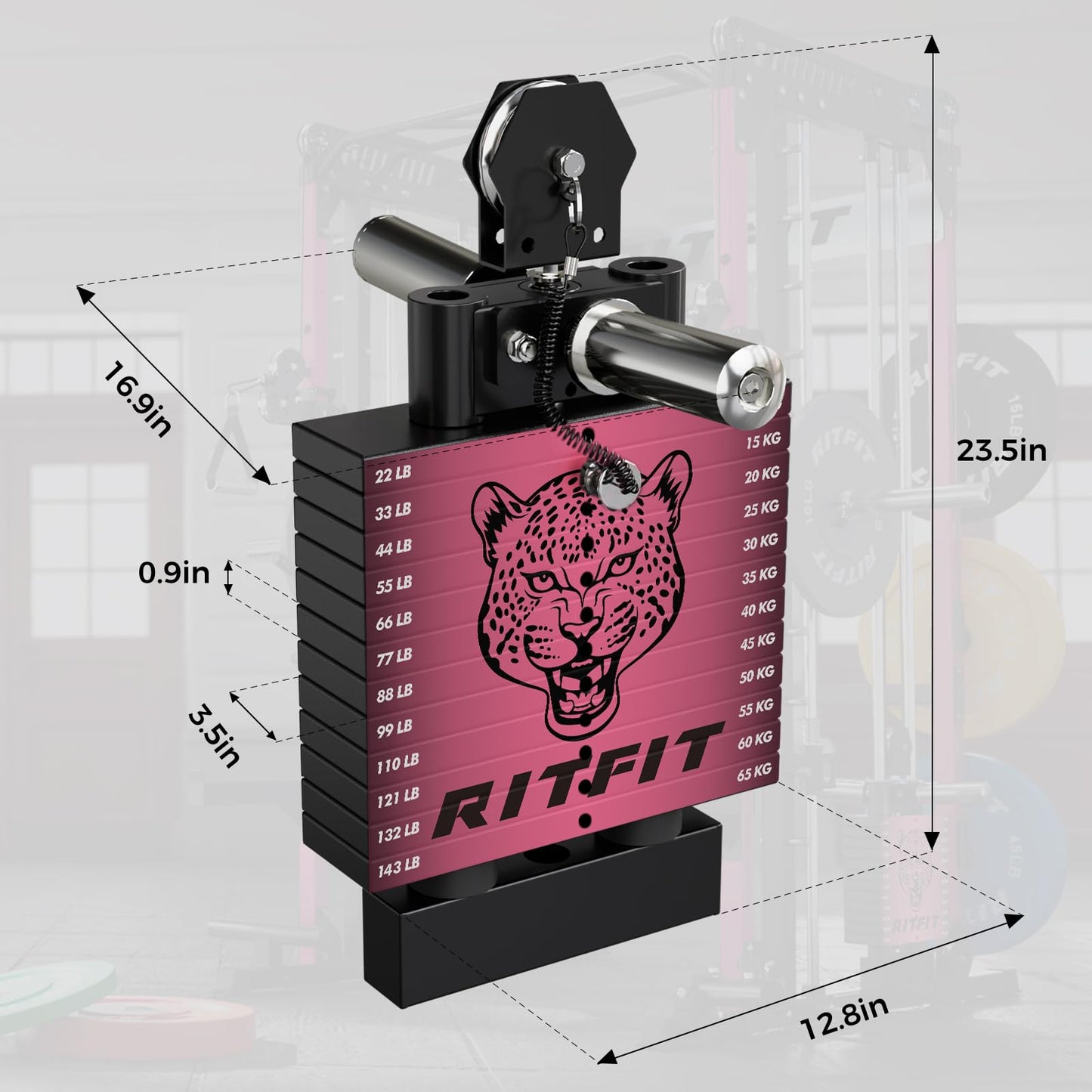 RitFit WSM1 Weight Stack Set 286lbs for M1 Smith Machine, Compatible with M1 & M1 Pro Power Cage (Weight Stack Pink Only)