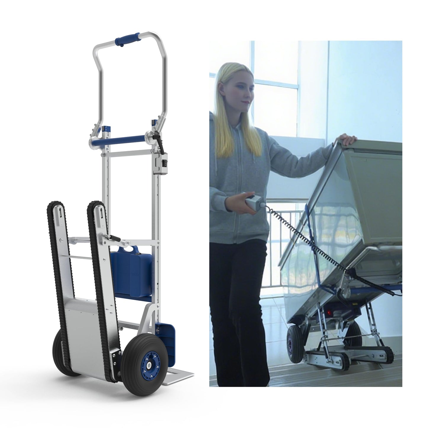 Powered Track Stair Climbing Hand Truck with Brakes 330 lb Capacity, Aluminum Stair Climber Dolly, Lightweight & Portable, Easy to Operate(XSTO CT150PB)