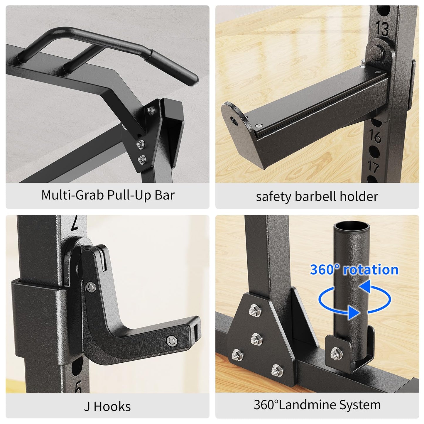 XGSW XINGESIWR Multi-Purpose Squat Rack,Smith Machine Weight Rack Set with Cable Crossover System, Home Gym Power Racks, Power Racks and Packages (L01, Power cage Black+Bench+Color BP 230LBS)