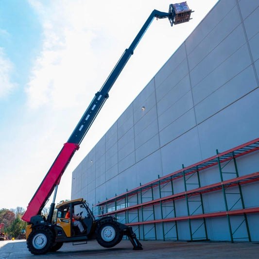 Heavy Duty Telehandler Forklift for Warehouse and Farm Material Handling, Rough Terrain Telescopic Reach Equipment with Enclosed Cab for Outdoor Loading